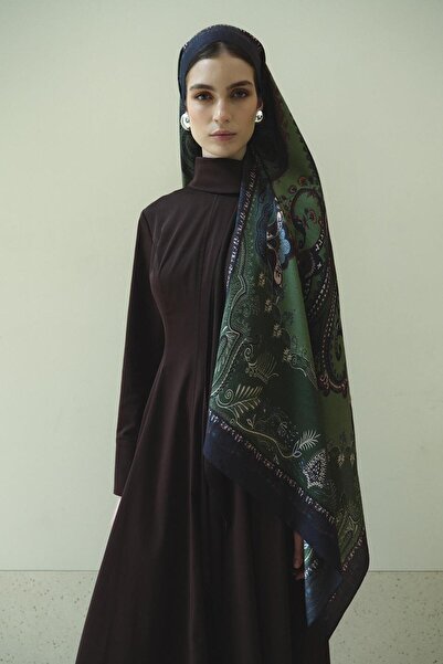 Jolamier Asker Haki Bloom Paisley Yün İpek Şal