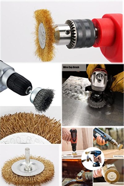 Munico 6 Adet Taşlama Tel Disk Fırça Seti Matkap Makinesi Tencere Fırça Akülü...