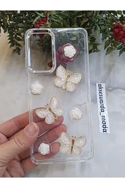 ZB Aksesuarda Moda حافظة شفافة لهاتف ريدمي نوت 11 برو بتصميم فراشة لامعة