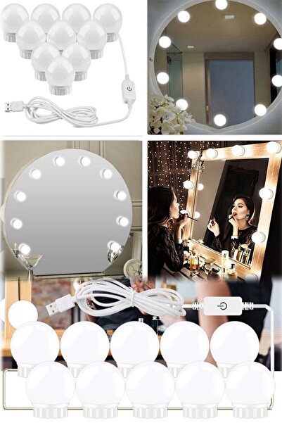 Munico Profesyonel Makyaj Ayna Lambası Nostalji Hollywood Tarzı Usb Beyaz Led...