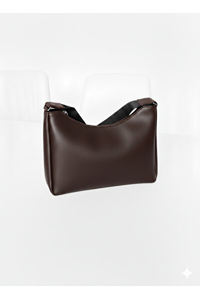 ÖZENSE Dark Brown Color Adjustable Women's Shoulder Bag with Top Zipper