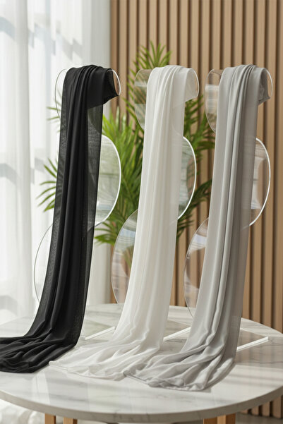 EFFRENATU 3-Piece Chiffon Shawl Set – Soft Tones – 70×180 cm