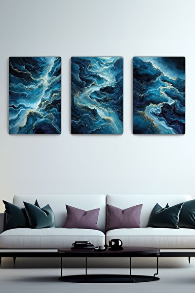 KanvasSepeti Energy Flow 3-Piece Canvas Wall Painting Set - Home Living Room ...
