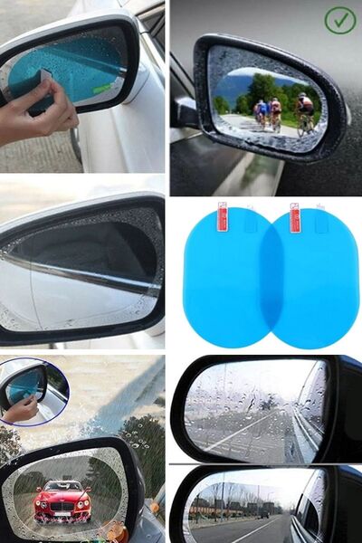 Munico 2 Adet Araba Dikiz Aynası İçin Yağmur Geçirmez Şeffaf Film Buğu Önleyi...