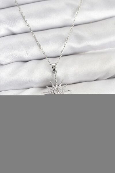 blackpure 316L Steel Chain Silver Color Pole Star Model Zircon Stone Women's ...