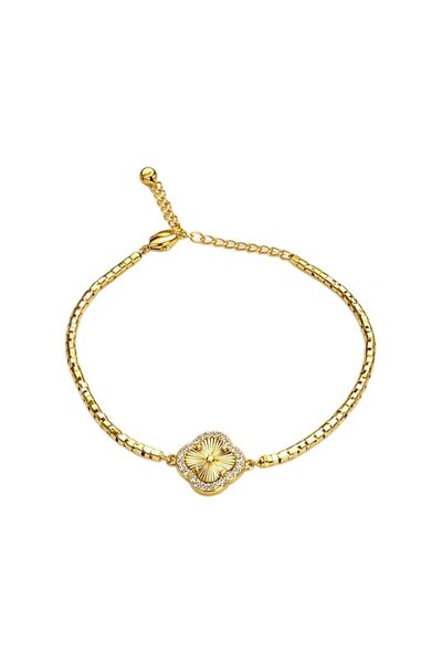 Sense of Atelier Nova Clover Stone Detailed Gold Bracelet