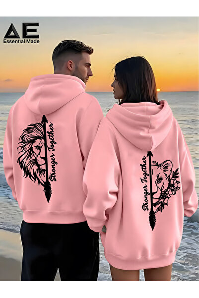 Ciel Lune Unisex Lion & Lioness Printed Lover Combination Oversized Hoodie Set