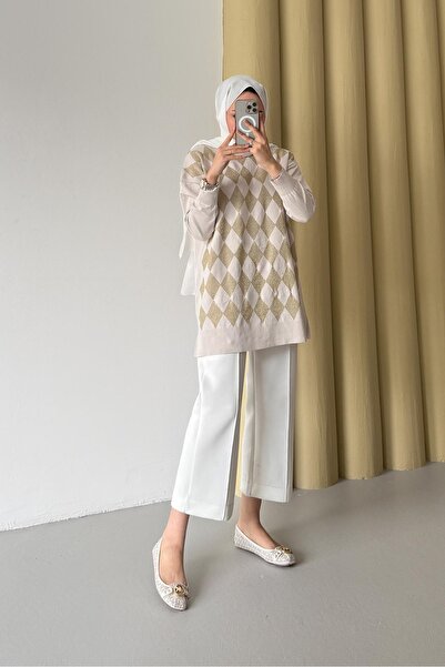 Rimel Moda سترة تونيك ميرسيريزد لامعة باللون الحجري