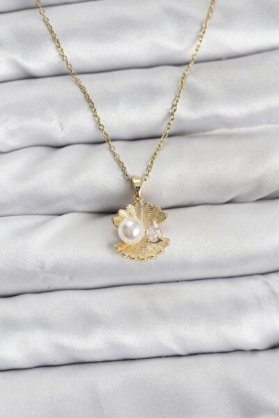 Epilons Bfs 316L Steel Chain Gold Color Oyster Pearl Model Zircon Stone Women...