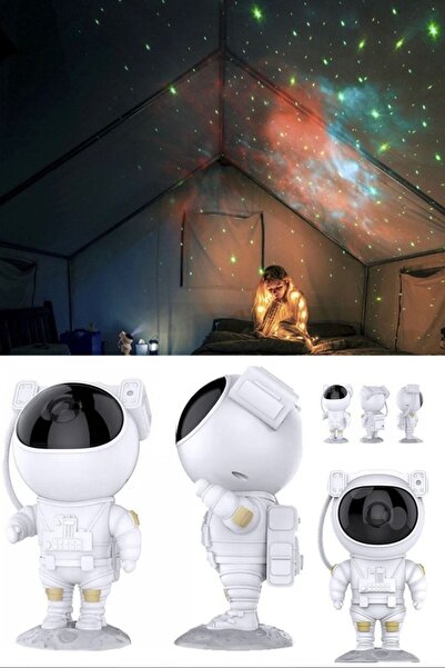 Munico Şarjlı Led Yıldız Projektör Yıldızlı Gökyüzü Gece Işığı Astronot Lamba...