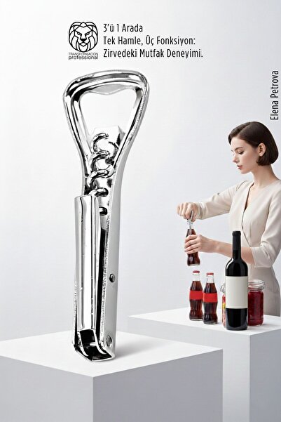 Transformacion 3-in-1 Professional Steel Corkscrew: Luxury Bottle and Jar Ope...
