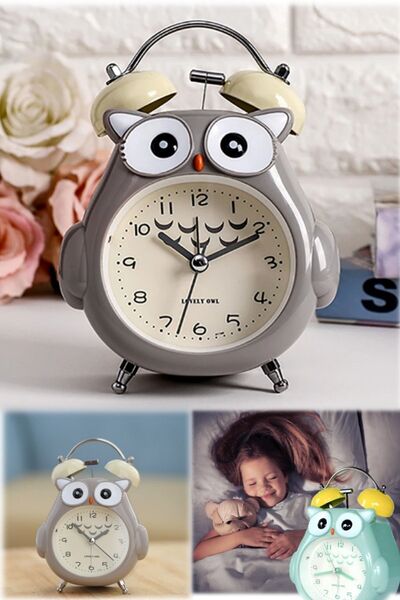 Munico Led Işıklı Karikatür Baykuş Tasarımı Masa Üstü Alarm Sevimli Kuş Figür...