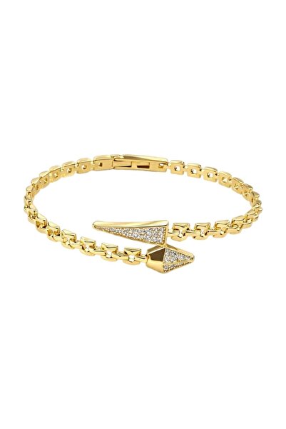 Sense of Atelier سوار نيرا ذهبي بمشبك على شكل ثعبان مع تفاصيل حجرية