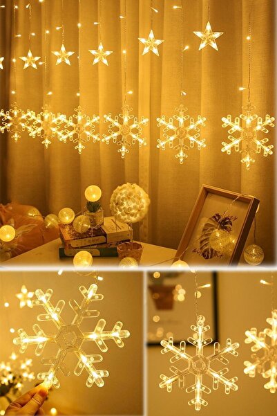 Munico Asılabilir Sarkım Ledli Kar Taneli Mod Dekoratif Ev Oda Bahçe Aydınlat...