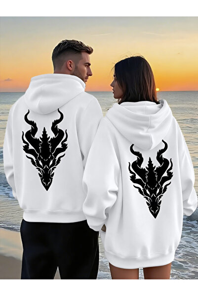 Ciel Lune Unisex Dragon Printed Lover Combination Oversized Hoodie Set of 2