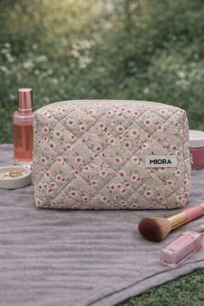 MIORA BAG Pembe Çiçek Desenli Makyaj Çantası ve Düzenleyici&Organizer