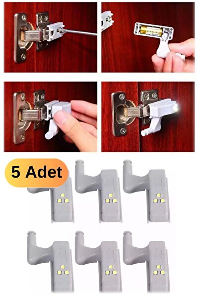 Munico 5 Adet Iç Menteşeye Takılan Led Press Aparatlı Dolap Kapısına Göre Ayd...