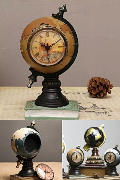 Munico Retro Çok Fonksiyonlu Vintage Küre Çalar Saat Masaüstü Ev Dekoru Fotoğ...