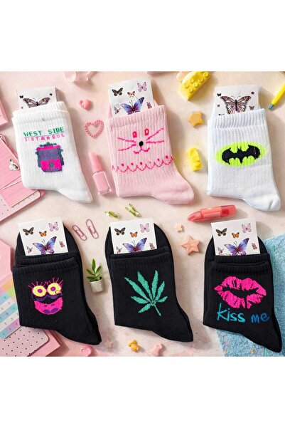 Valmira 6 Pairs Unisex Cotton Patterned Colorful College Socks Set – Seasonal...