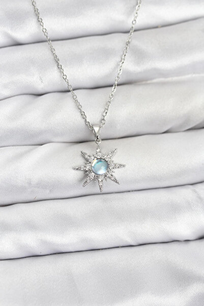 shopwave سلسلة فولاذية 316L فضية اللون على شكل نجمة القطب مرصعة بحجر الزركون ...