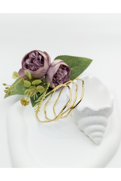 ikiztakı Zikzaklı Ajda Bilezik Çelik Altın Renk 3’lü Set