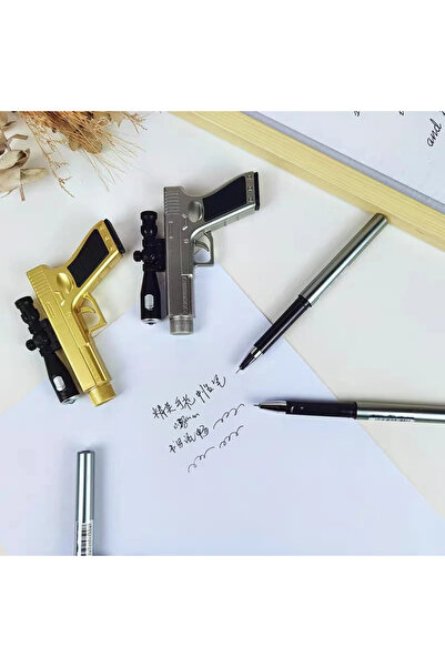 1way Black ink gun pen with LED light