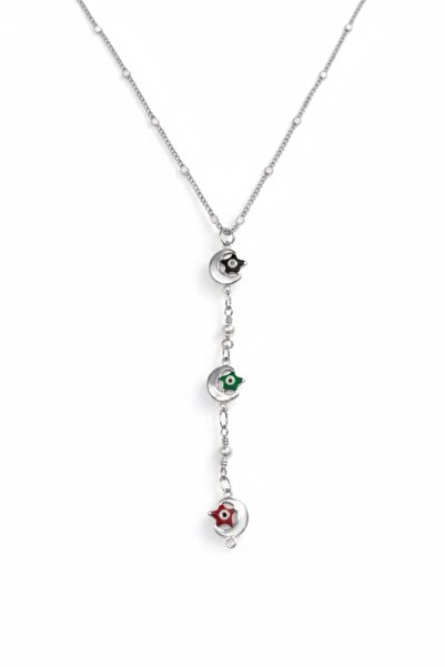 Tuncel Store سلسلة فضية اللون على شكل نجمة القمر من ماركة Ye موديل الموسم الج...