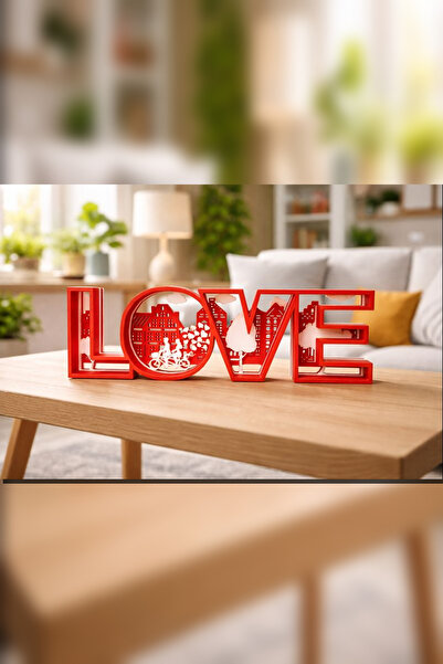 3DOria Dekoratif LOVE Masa Süsü 3D Tasarım | Romantik Masa Üstü Biblo 20x6x2 ...