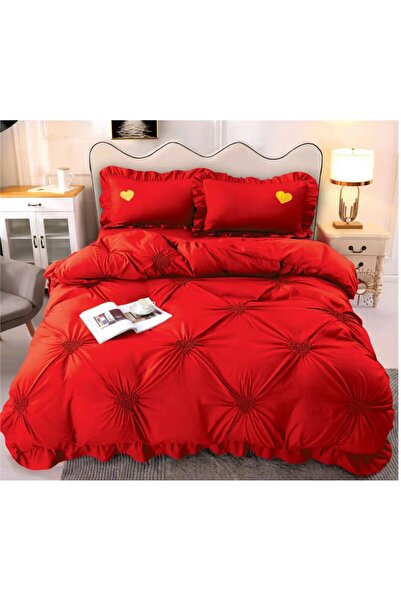 ANATOLIATEKSTILE Elegant Bed Linen Set with Capitonné Pattern, Romantic Desig...