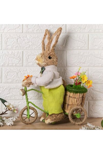 idem Decorative Easter figurine with grass bicycle 42 cm