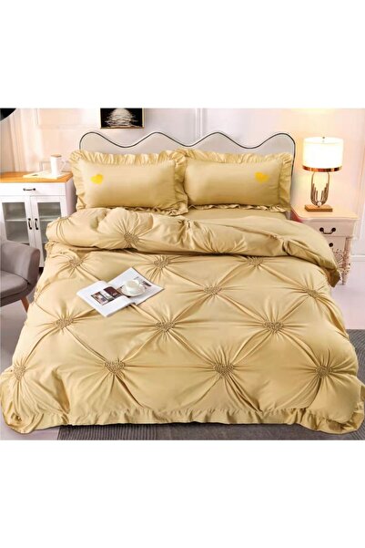 ANATOLIATEKSTILE Elegant Bed Linen Set with Capitonné Pattern, Romantic Desig...