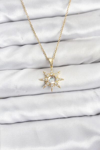 blackpure 316L Steel Chain Gold Color Polar Star Model Zircon Stone Women's N...