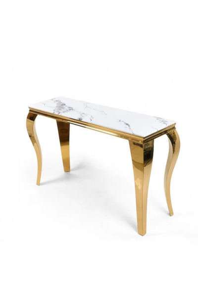 Generic 130cm Marble Console Table with Gold Steel Base