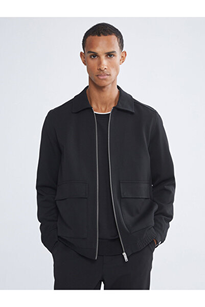 LC Waikiki Black Standard Fit Shirt Collar Men's Coat