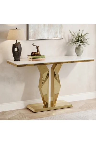 Generic Console table with gold steel marble top, 140 cm