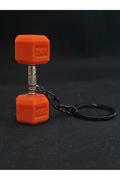 sarıyer silver Orange Dumbbell Keychain Bag Charm Weight Fitness Sports Theme...
