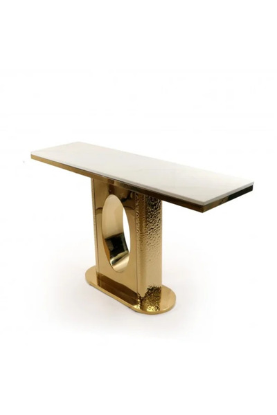 Generic 140cm Marble Console Table with Gold Steel Base