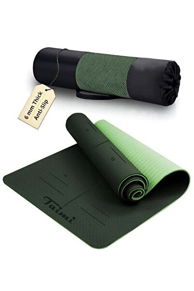 Taimi Alignment Lined Anti-Tear, Anti-Slip Yoga Mat with Carrying Bag, Green ...