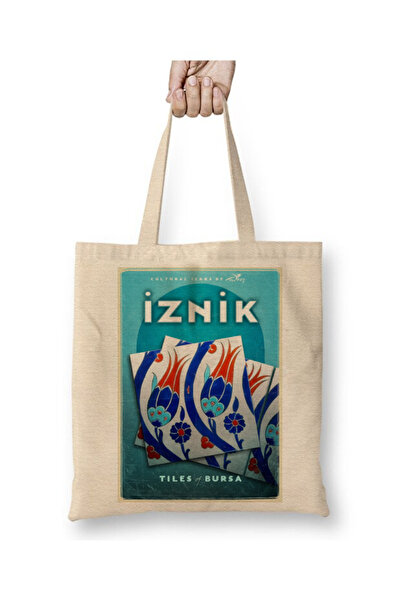 Toyaso Izni̇K Bursa Tourist Sightseeing Travel White Cloth Bag Long Handle Sh...