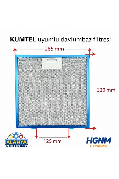 HGNM E Trading Kumtel 26,5 x 32 cm Aspiratör Davlumbaz Metal Yağ Filtresi 265...