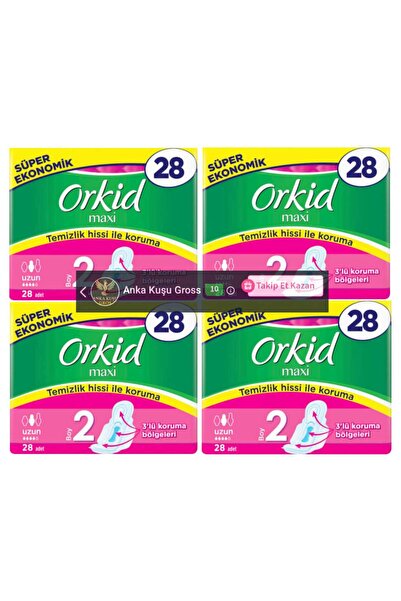 Orkid Ped Maxi Dörtlü Uzun 28'li