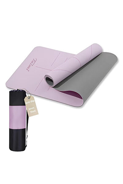 Taimi Alignment Lined Anti-Tear, Anti-Slip Yoga Mat with Carrying Bag, Violet...