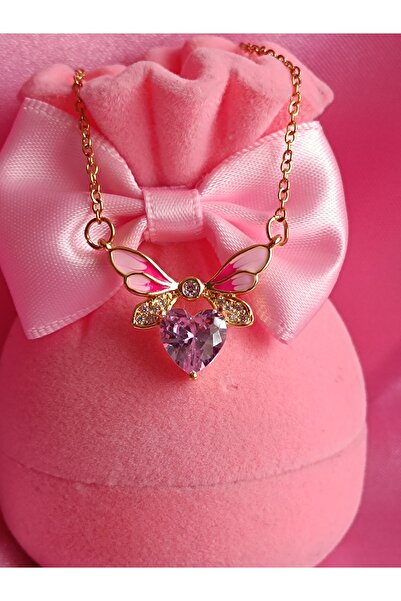 samosh Çelik Winx Club Kelebek Kanatlı Kolye