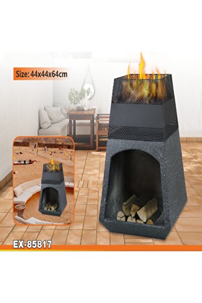 Extra Dania B. Conical outdoor fire pit made of artificial stone, fueled by w...