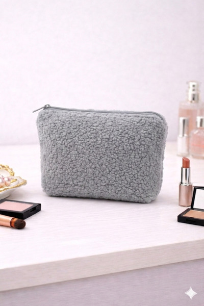 Paris Home Teddy Fabric Makeup Bag – Zippered, Bellows-Style Cosmetic Care Or...