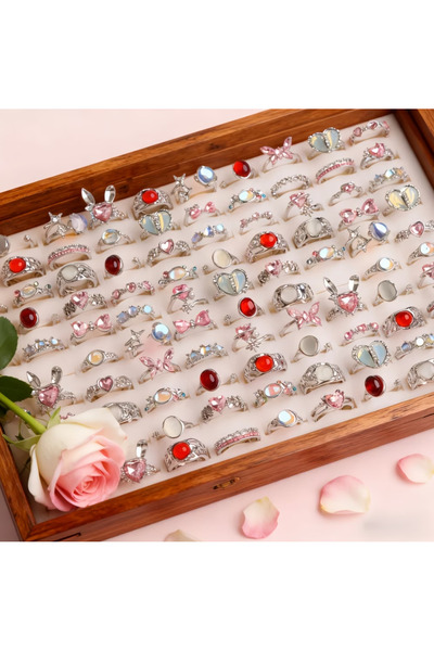 Ervalina Taşlı Renkli Pinterest Yüzükler