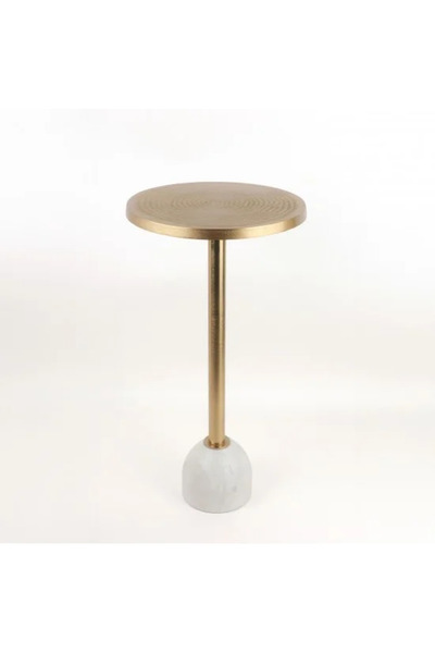 Generic Indian single serving table with metal top and natural marble base