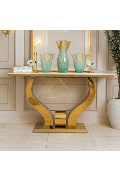 Generic Console table with gold steel marble top, 140 cm
