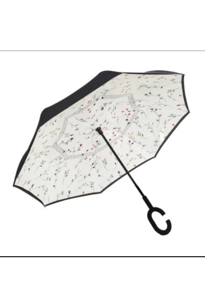 AY-EGE Kadın Şemsiye Ters Şemsiye Renkli Çiçek