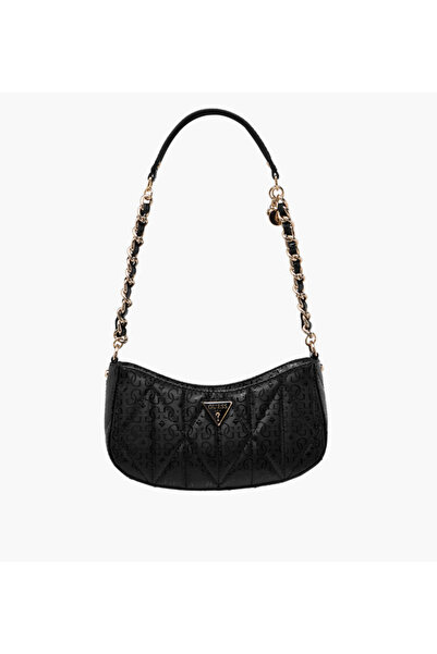 Guess حقيبة كتف من ألدينيا بنقشة المونوغرام مع سحاب للإغلاق